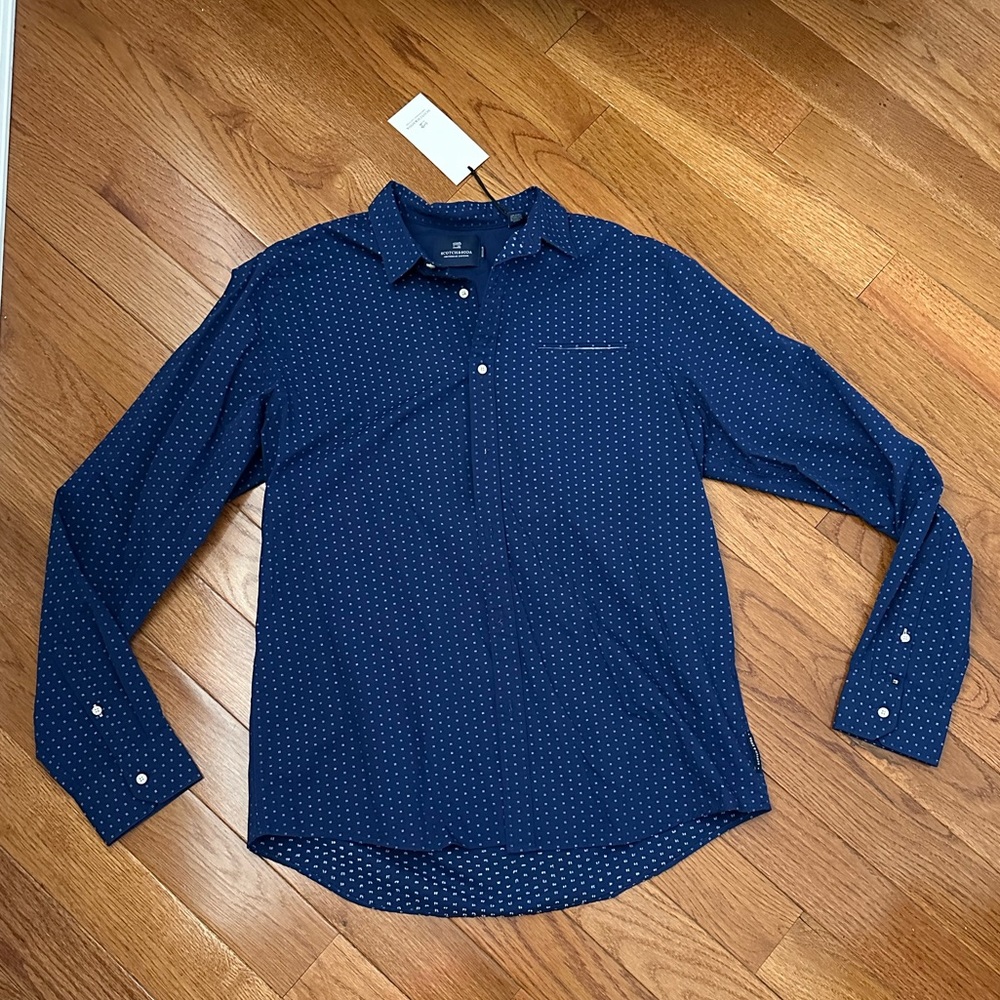 NWT SCOTCH & SODA Mens Blue Button up Shirt - Picture 2 of 5